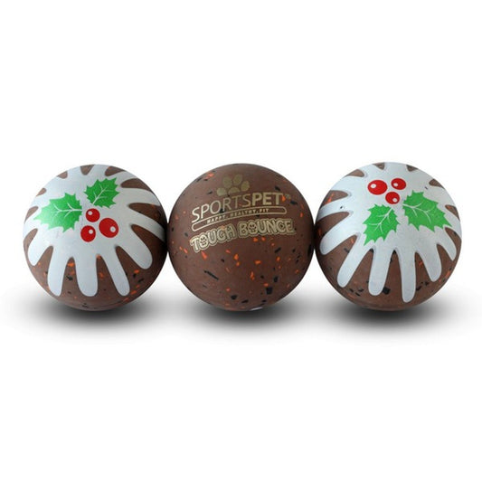 Xmas Pudding Tough Bounce Balls For Dogs And Puppies - The Bark Side